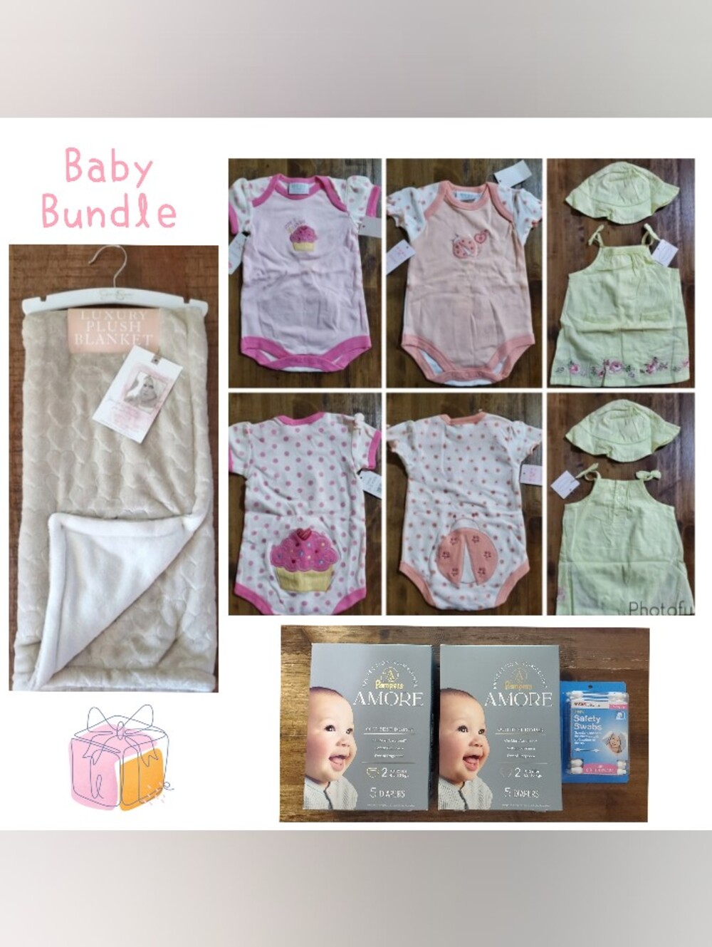 NWT Baby Girl Clothes / Jessica Simpson Heart Throw Blanket / Diapers / Etc